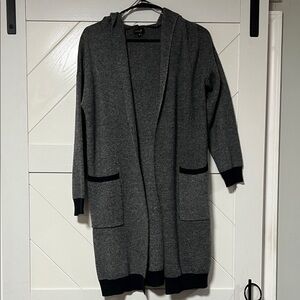 Charcoal Hooded Open Front Cardigan by [Brand]